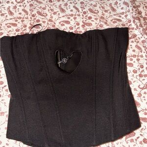 White Fox Black Heart Cut Out Corset Top